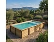 ALTANKA - Piscine hors sol en bois AQUA 8.5 x 4.35 - H.1.45 m avec plage, sable, fixations à sceller - BAS7309OSPI3+PLA309 - vignette