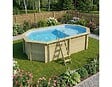 ALTANKA - Piscine hors sol en bois NEMO 5.79 x 3.49 - H.1.45 m avec plage, bleu pâle, fixations à visser - BAS7304OSPL+PLA304 - vignette