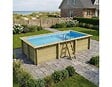 ALTANKA - Piscine hors sol en bois AQUA 6.1 x 2.85 - H.1.31 m avec plage, bleu pâle, cadre en métal - sans dalle - BAS7307OSPU+PLA307 - vignette