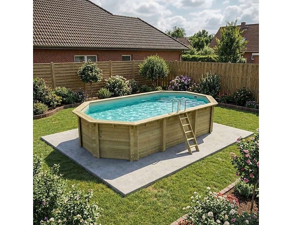 ALTANKA - Piscine hors sol en bois NEMO 7.3 x 3.97 - H.1.45 m, sable, fixations à sceller - BAS7305OSPI3 - large