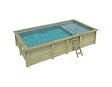 ALTANKA - Piscine hors sol en bois AQUA 7 x 3.75 - H.1.45 m avec plage, gris clair, cadre en métal - sans dalle - BAS7308OSPU2+PLA308 - vignette