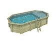 ALTANKA - Piscine hors sol en bois NEMO 7.3 x 3.97 - H.1.45 m avec plage, gris clair, fixations à visser - BAS7305OSPL2+PLA305 - vignette