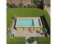 ALTANKA - Piscine hors sol en bois AQUA 7 x 3.75 - H.1.45 m avec plage, gris clair, fixations à visser - BAS7308OSPL2+PLA308 - vignette