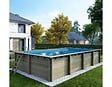 ALTANKA - Piscine hors sol en bois AQUA 8.5 x 4.35 - H.1.45 m, bleu pâle, fixations à visser - BAS7309OSPL - vignette