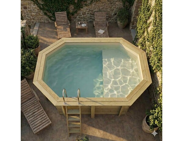 ALTANKA - Piscine hors sol en bois NEMO 4.3 x 3 - H.1.31 m avec plage, sable, fixations à visser - BAS7303OSPL3+PLA303 - large