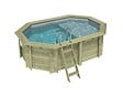 ALTANKA - Piscine hors sol en bois NEMO 4.3 x 3 - H.1.18 m avec plage, gris clair, fixations à visser - BAS7302OSPL2+PLA302 - vignette