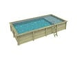 ALTANKA - Piscine hors sol en bois AQUA 8.5 x 4.35 - H.1.45 m avec plage, gris clair, fixations à visser - BAS7309OSPL2+PLA309 - vignette
