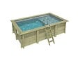 ALTANKA - Piscine hors sol en bois AQUA 4.65 x 2.85 - H.1.24 m avec plage, gris clair, fixations à visser - BAS7306OSPL2+PLA306 - vignette