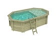ALTANKA - Piscine hors sol en bois NEMO 5.79 x 3.49 - H.1.45 m avec plage, sable, fixations à sceller - BAS7304OSPI3+PLA304 - vignette