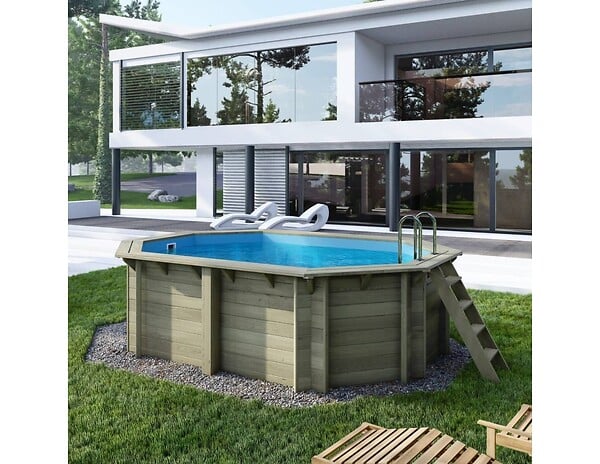 ALTANKA - Piscine hors sol en bois NEMO 4.3 x 3 - H.1.18 m, bleu pâle, fixations à sceller - BAS7302OSPI - large