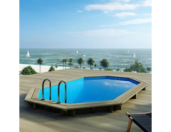 ALTANKA - Piscine hors sol en bois NEMO 4.3 x 3 - H.1.31 m, bleu pâle, fixations à sceller - BAS7303OSPI - large