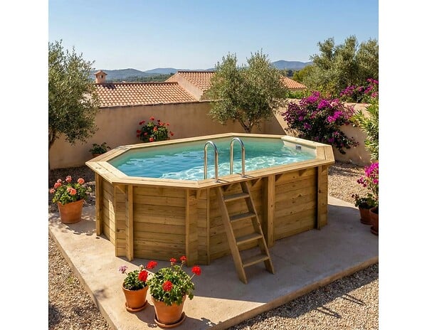 ALTANKA - Piscine hors sol en bois NEMO 4.3 x 3 - H.1.18 m, sable, fixations à visser - BAS7302OSPL3 - large