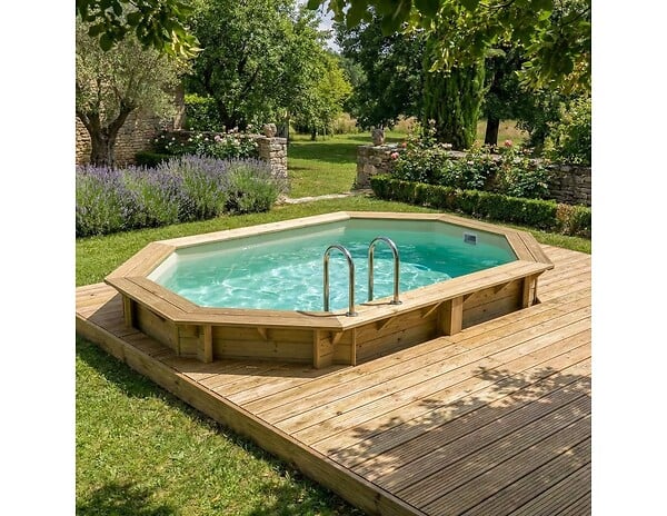ALTANKA - Piscine hors sol en bois NEMO 4.3 x 3 - H.1.18 m, sable, fixations à visser - BAS7302OSPL3 - large