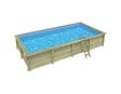 ALTANKA - Piscine hors sol en bois AQUA 8.5 x 4.35 - H.1.45 m, bleu pâle, cadre en métal - sans dalle - BAS7309OSPU - vignette