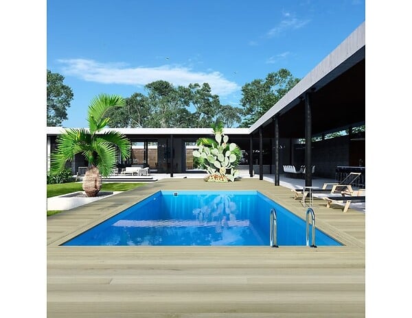 ALTANKA - Piscine hors sol en bois AQUA 8.5 x 4.35 - H.1.45 m, bleu pâle, cadre en métal - sans dalle - BAS7309OSPU - large