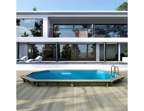 ALTANKA - Piscine hors sol en bois NEMO 5.79 x 3.49 - H.1.45 m, bleu pâle, fixations à visser - BAS7304OSPL - large