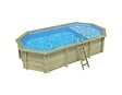 ALTANKA - Piscine hors sol en bois NEMO 7.3 x 3.97 - H.1.45 m avec plage, bleu pâle, fixations à sceller - BAS7305OSPI+PLA305 - vignette