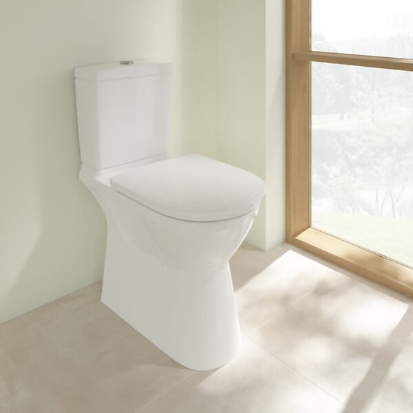VILLEROY ET BOCH - WC à poser sans bride surélevé sortie horizontale O.novo avec abattant frein de chute + Nettoyant - large