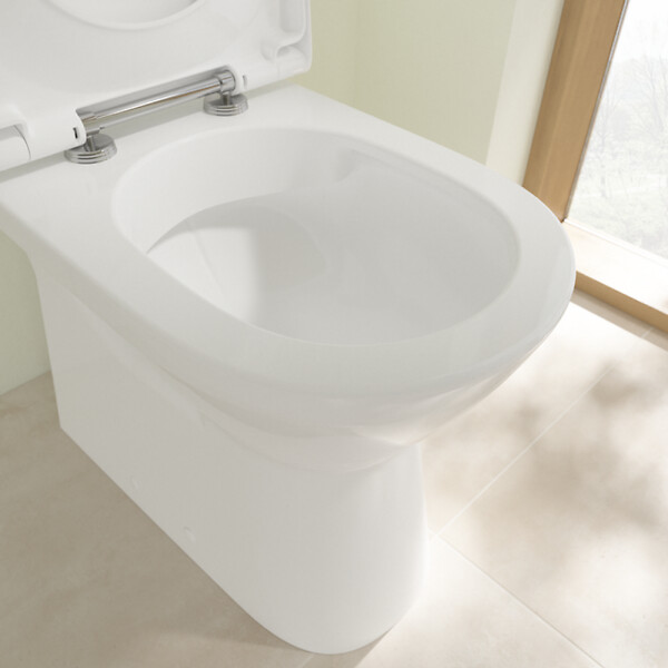 VILLEROY ET BOCH - WC à poser sans bride surélevé sortie horizontale O.novo avec abattant frein de chute + Nettoyant - large