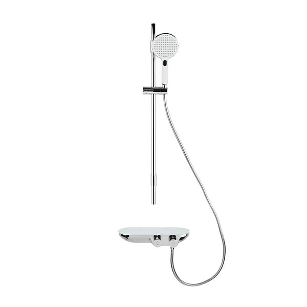 SWISS AQUA TECHNOLOGIES - Swiss Aqua Technologies Ensemble de douche avec douchette 3 jets, mitigeur thermostatique, barre 90.5cm, Chrome/Blanc (SATSSTKPF1) - large