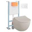VITRA - Pack WC suspendu VitrA Sento lin mat + bâti autoportant V-Fix Core + Plaque Round blanc - vignette