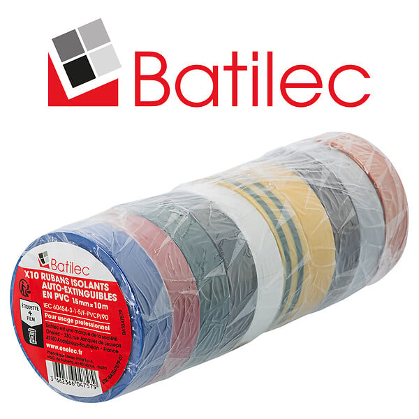 HELLERMANNTYTON - BATILEC Lot de 10 rubans isolants électriques 15mm x 10m panachés - large