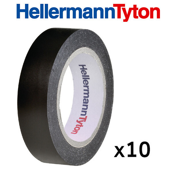 HELLERMANNTYTON - HellermannTyton Lot de 10 rubans isolant 10m larg 15mm noir - large