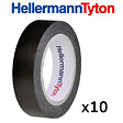 HELLERMANNTYTON - HellermannTyton Lot de 10 rubans isolant 10m larg 15mm noir - vignette