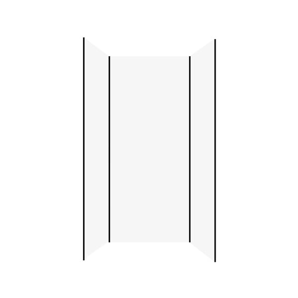 AURLANE - Pack de 3 Panneaux Muraux Aluminium Blanc 80+120+80x210 cm avec Profilés Noirs - WALL'IT - large