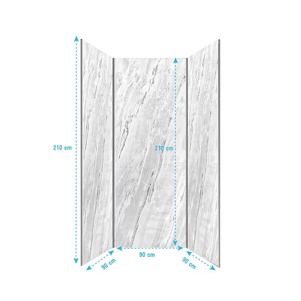 AURLANE - Pack 3 Panneaux Muraux Pierre Artic Storm 90x210cm et Profilés Chrome - STONE'IT - large