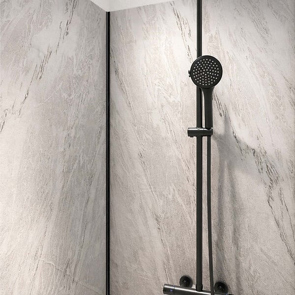 AURLANE - Pack 3 Panneaux Muraux Pierre Artic Storm 90+120+90 x 210cm et Profilés Noirs - STONE'IT - large