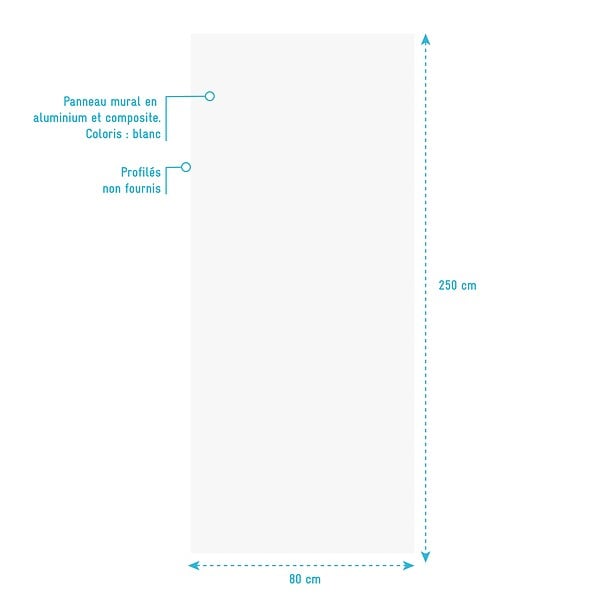 AURLANE - Panneau mural aluminium Blanc 80 x 250 cm - WALL'IT - large