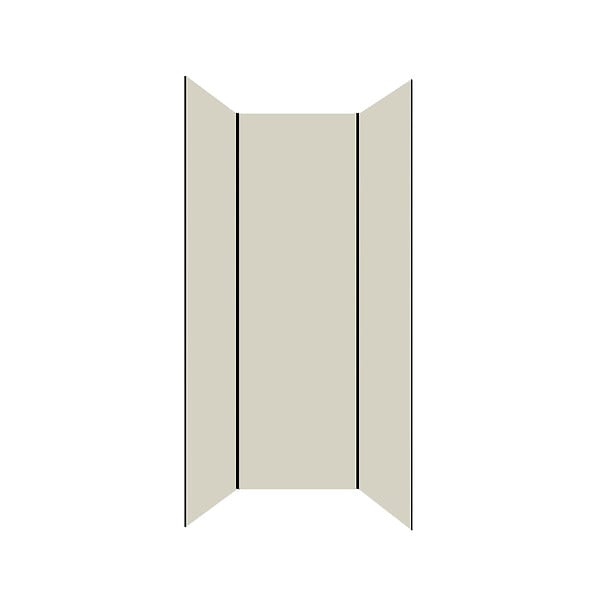 AURLANE - Pack de 3 Panneaux Muraux Aluminium Ivoire 90x210 cm avec Profilés Noirs - WALL'IT - large