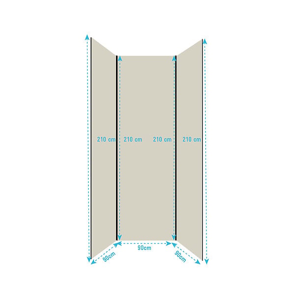 AURLANE - Pack de 3 Panneaux Muraux Aluminium Ivoire 90x210 cm avec Profilés Noirs - WALL'IT - large