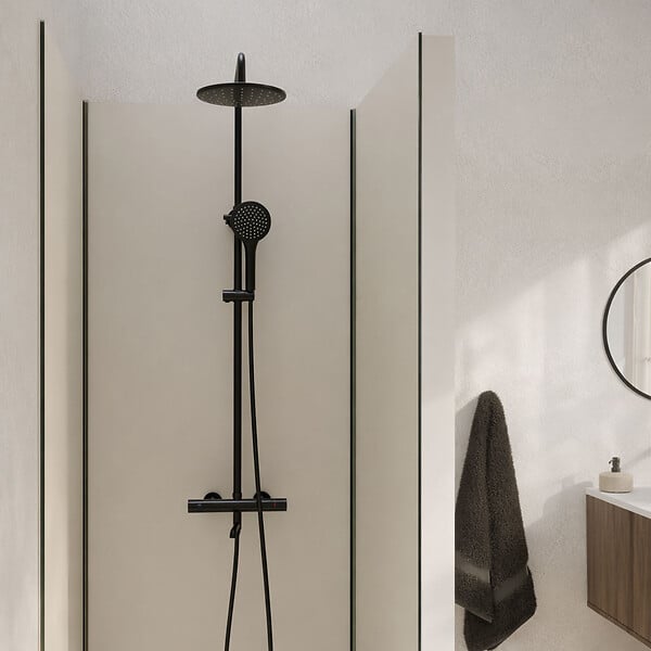 AURLANE - Pack de 3 Panneaux Muraux Aluminium Ivoire 90x210 cm avec Profilés Noirs - WALL'IT - large