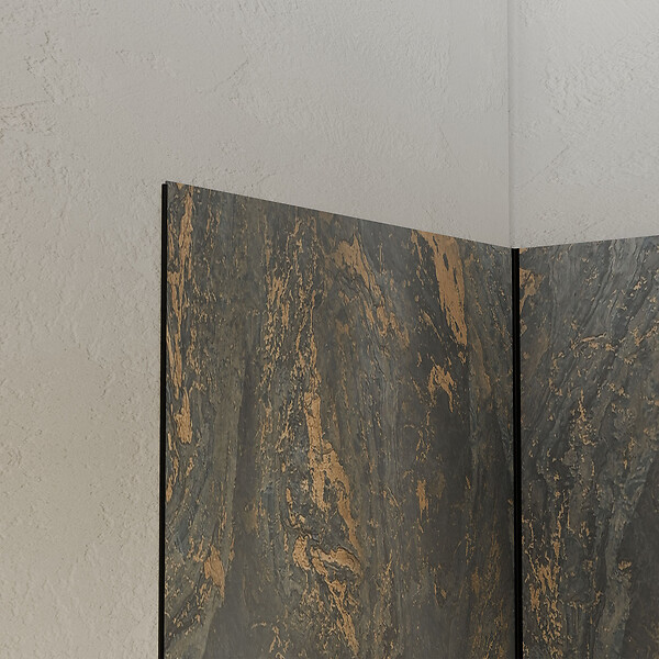 AURLANE - Pack 3 Panneaux Muraux Pierre Venus 90x210cm et Profilés Noirs - STONE'IT - large