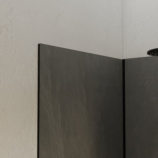 AURLANE - Pack 3 Panneaux Muraux Pierre Ardoise 90x210cm et Profilés Noirs - STONE'IT - large