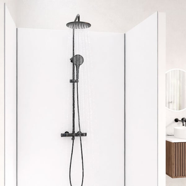 AURLANE - Pack de 3 Panneaux Muraux Aluminium Blanc 80+120+80x210 cm avec Profilés Chrome - WALL'IT - large