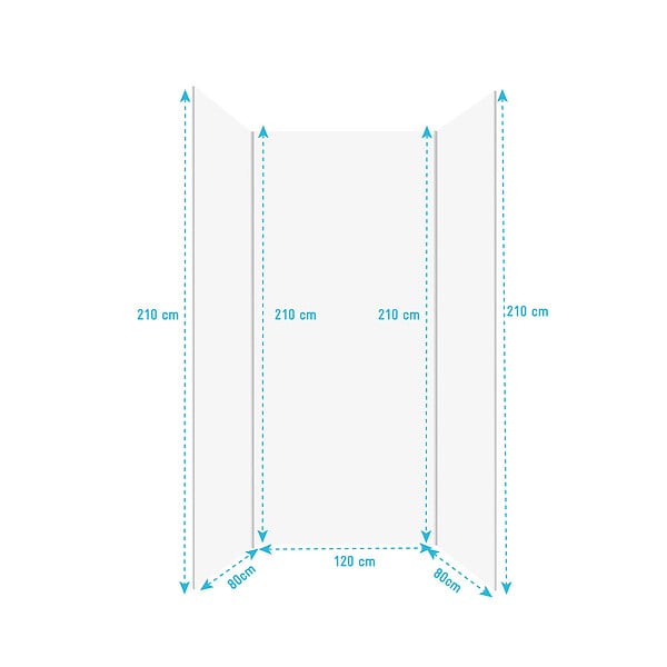 AURLANE - Pack de 3 Panneaux Muraux Aluminium Blanc 80+120+80x210 cm avec Profilés Chrome - WALL'IT - large