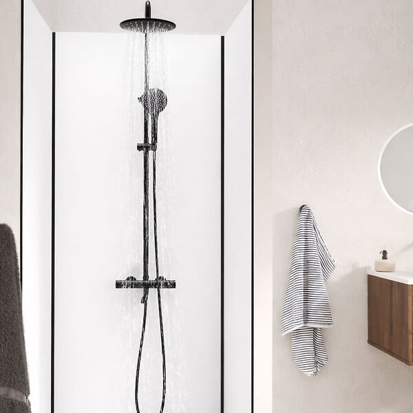 AURLANE - Pack de 3 Panneaux Muraux Aluminium Blanc 80x210 cm avec Profilés Noirs - WALL'IT - large