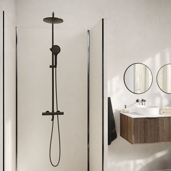 AURLANE - Pack de 3 Panneaux Muraux Aluminium Ivoire 90+120+90x210 cm avec Profilés Noirs - WALL'IT - large