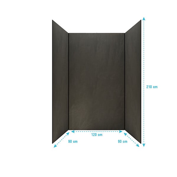 AURLANE - Pack 3 Panneaux Muraux Pierre Ardoise 90+120+90 x 210cm et Profilés Noirs - STONE'IT - large