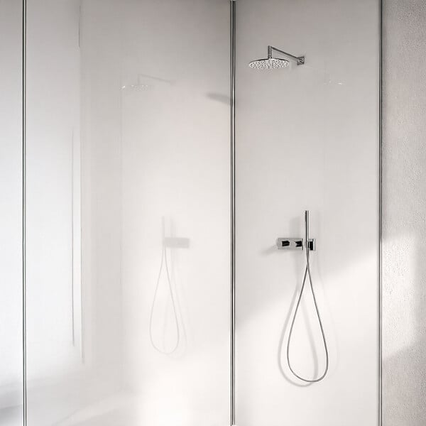 AURLANE - Lot 2 panneaux muraux aluminium Blanc 80 et 120 x 250 cm avec profilés chrome - WALL'IT - large