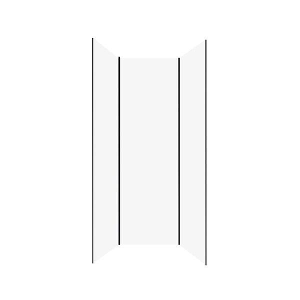 AURLANE - Pack de 3 Panneaux Muraux Aluminium Blanc 90x210 cm avec Profilés Noirs - WALL'IT - large