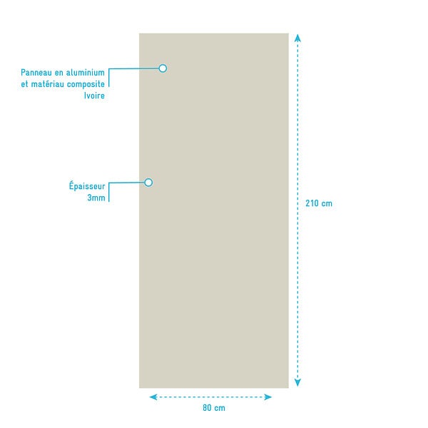 AURLANE - Panneau mural aluminium Ivoire 80 x 210 cm - WALL'IT - large