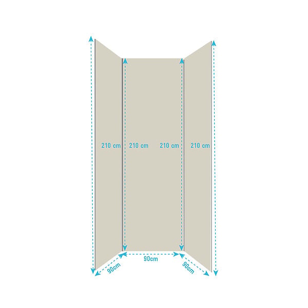 AURLANE - Pack 3 Panneaux Muraux Aluminium Ivoire 90x210 cm avec Profilés Chrome - WALL'IT - large