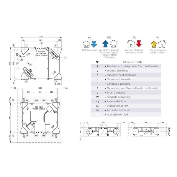 AIRWELL - VMC double flux thermodynamique Monobloc Réversible 2.2kW - AIRWELL - 7MB110001 - large
