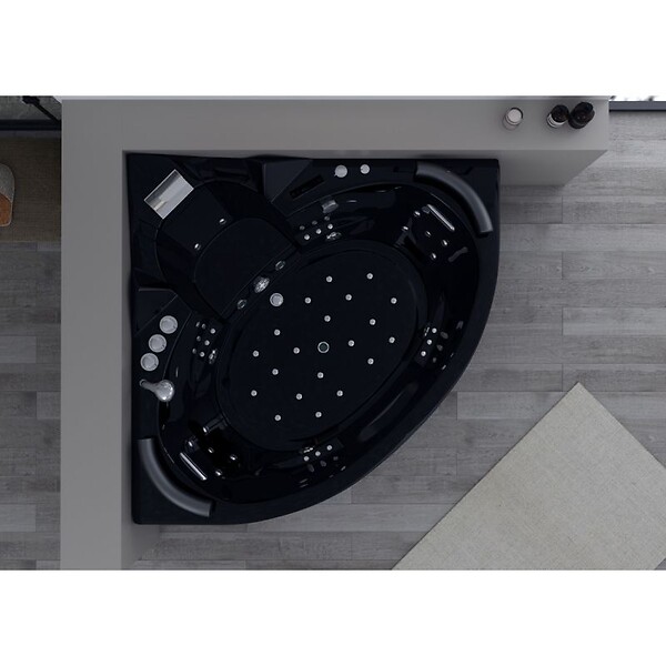 DISTRIBAIN - Baignoire balnéo Noire Corleone 48 jets Whirlpool - large