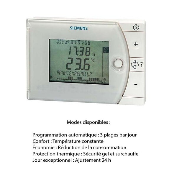 SIEMENS - SIEMENS Régulateur de température ambiante sans fil REV24-XA avec programmation hebdo - large