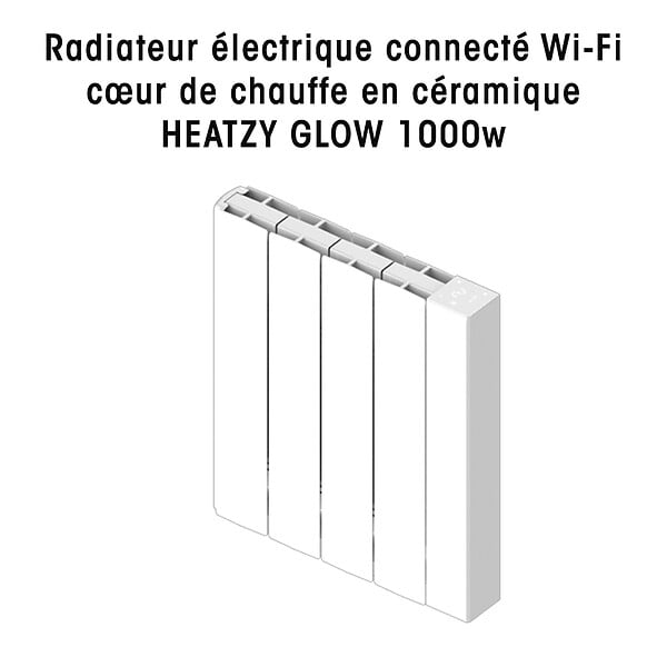 BATILEC - HEATZY Radiateur céramique connecté Wi-Fi 1000W Heatzy Glow, cœur de chauffe performant et design moderne - large